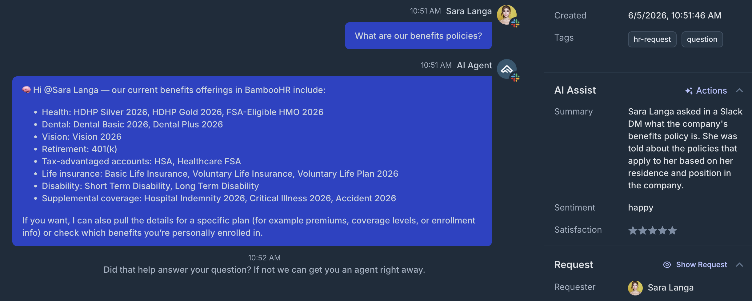 AI assists agents inside the ticket