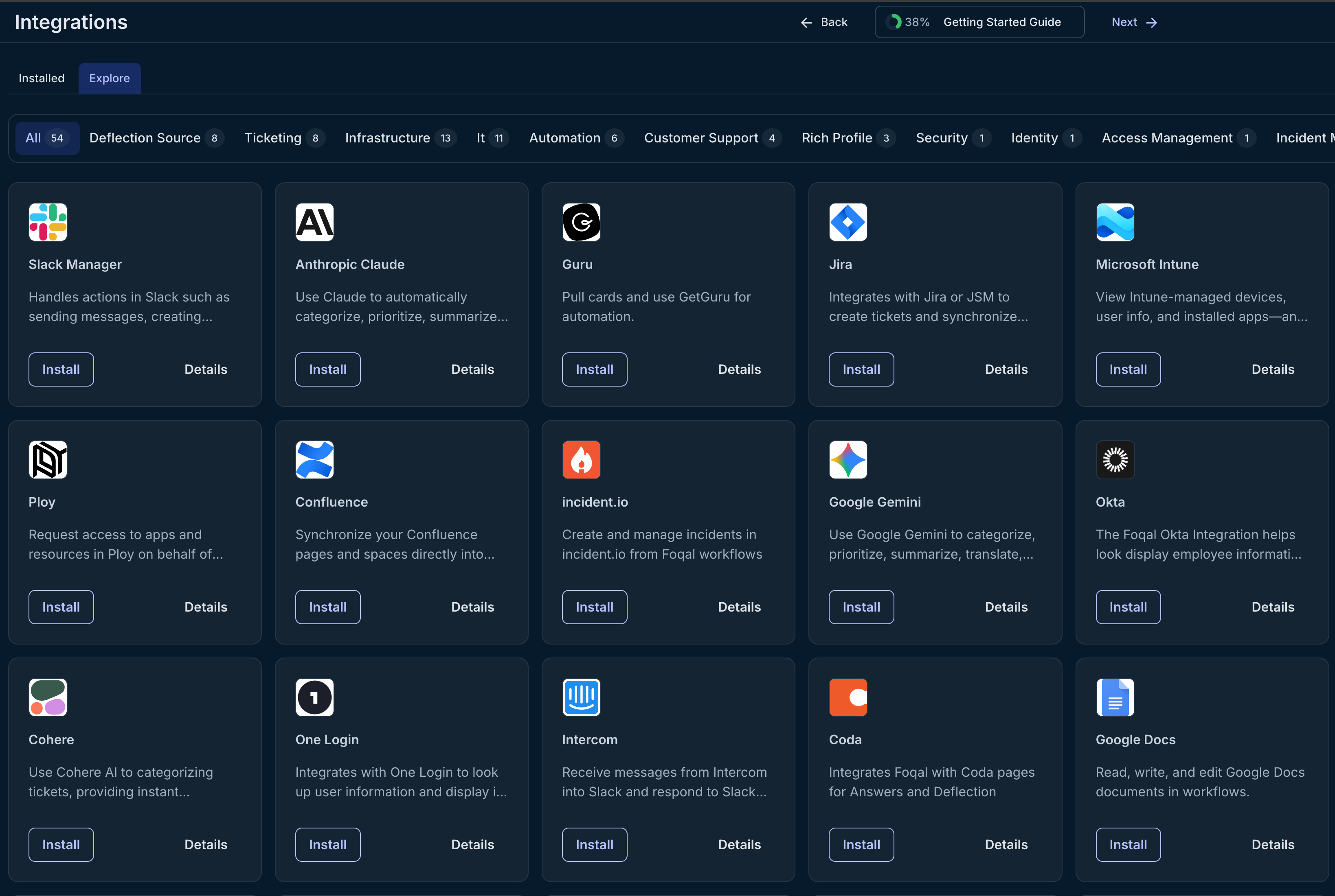 Integrations marketplace