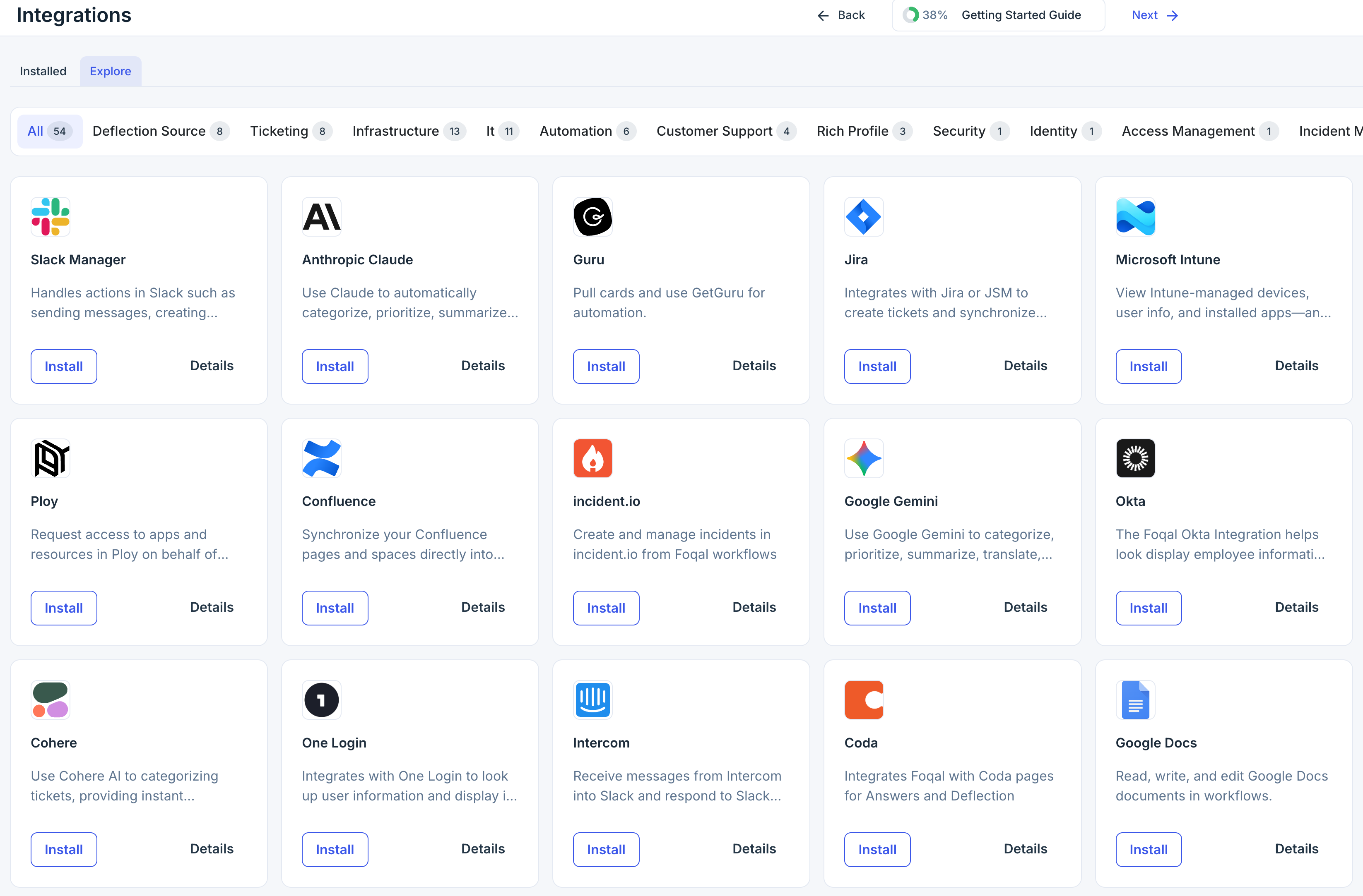Integrations marketplace